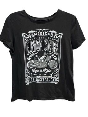 Wound Up‎ Girls Black Motorcycle Graphic Tee Size Large 11-13